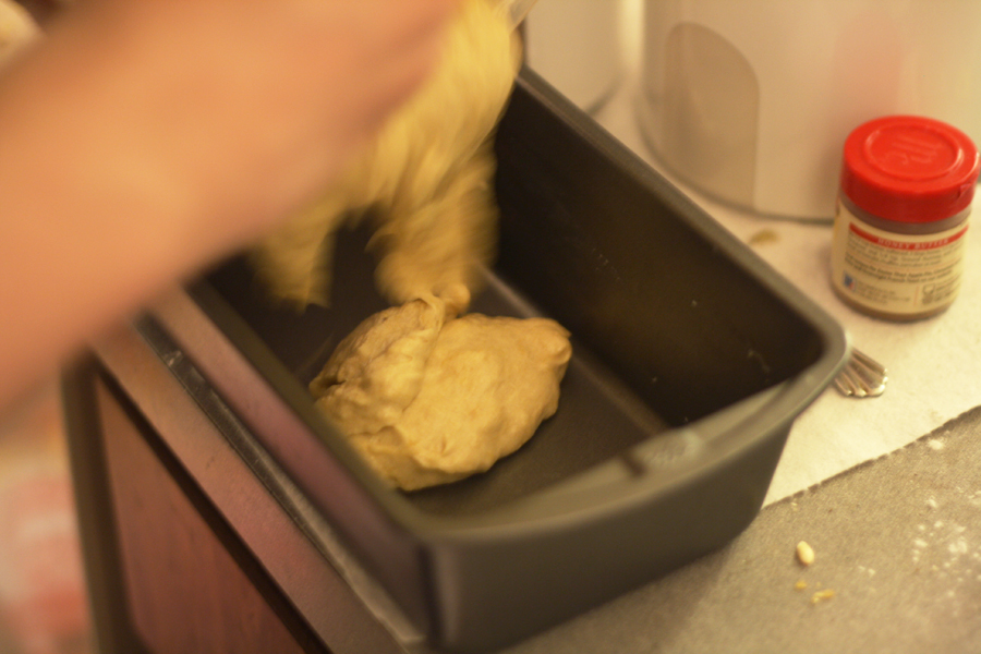 pouring batter in the pan