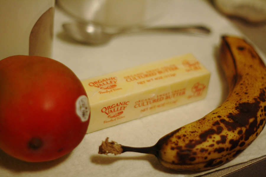 the beginning: mango, a nanner, butter, etc